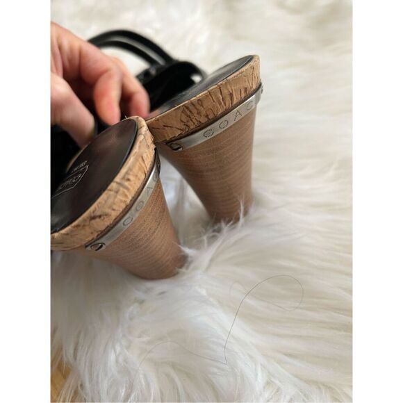 COACH ADRIENN STRAPPY LEATHER SANDAL SHOE BLACK size 10 - Picture 4 of 7